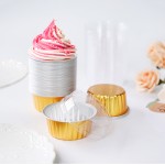 Roamkit 100pcs Cake Baking Cups Food-Grade Mini Aluminium Foil Baking Cups Multi-Purpose Disposable Ramekins Foldable Design Safe and Easy to Use Desert Cheesecake Pans for Party Favor Birthday